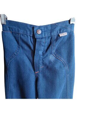 18x19 Vintage Super Denim Kids Blue Jeans 70's Flared Legs & Contrast Stitching
